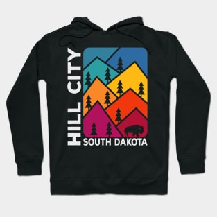 Hill City South Dakota Vintage Mountains Bison Hoodie